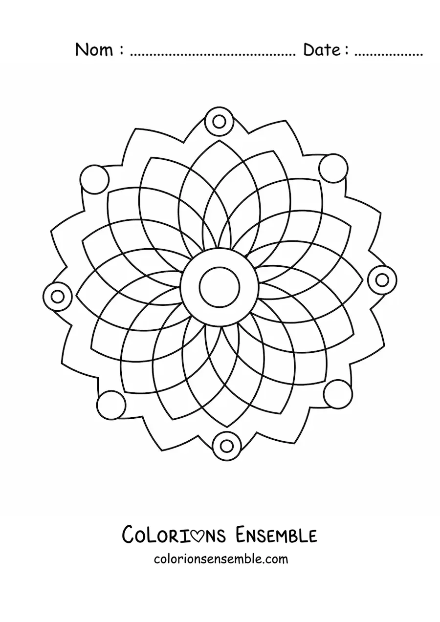 Image à colorier d’un mandala facile