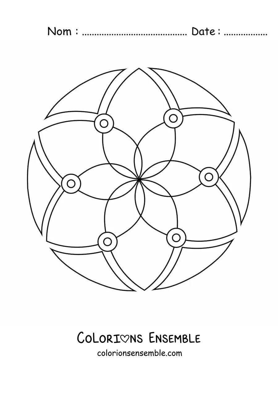 Image à colorier d’un mandala facile