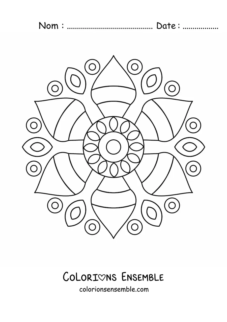 Image à colorier d’un mandala facile