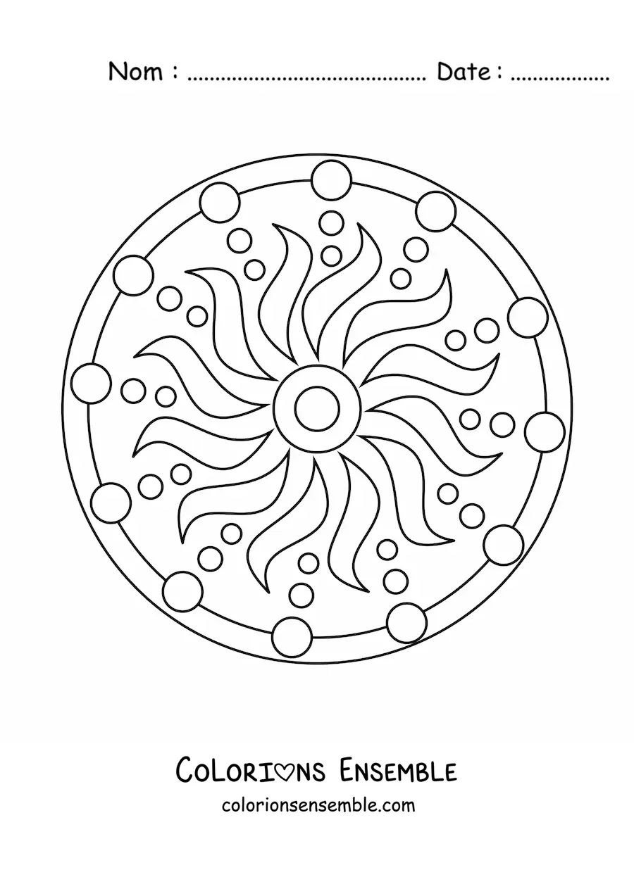 Image à colorier d’un mandala facile