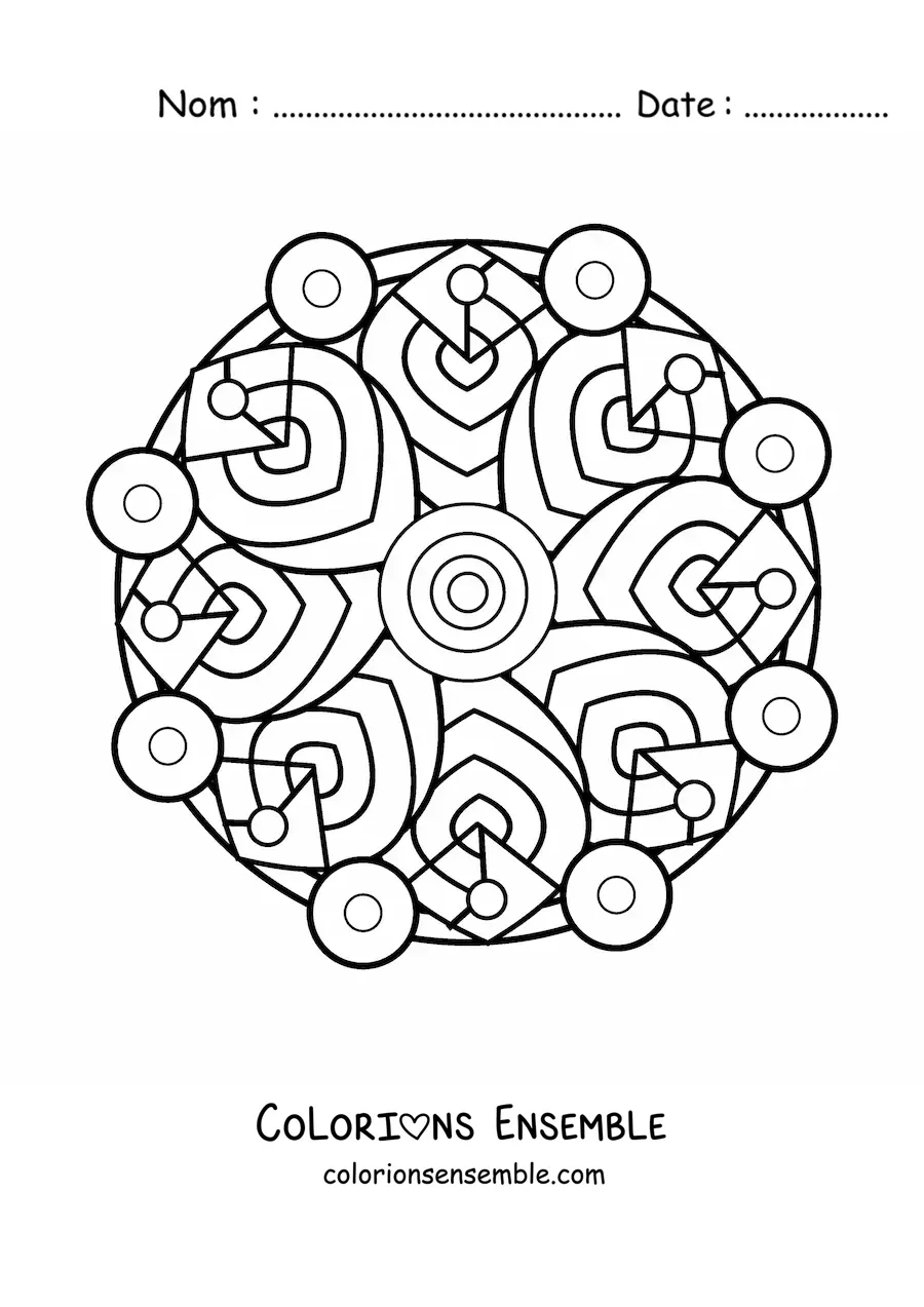 Image à colorier d’un mandala géométrique pour les enfants