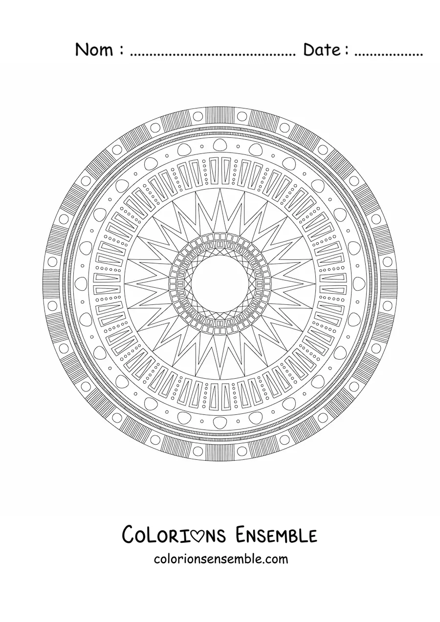 Image à colorier d’un mandala composé de figures géométriques