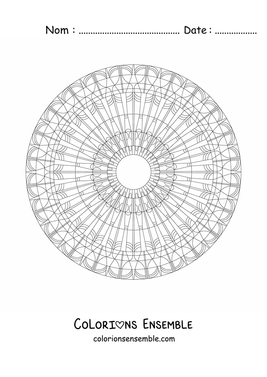 Image à colorier d’un mandala composé de figures géométriques