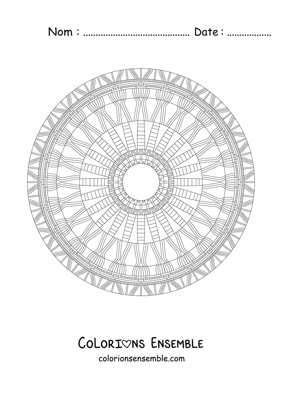 Image à colorier d’un mandala composé de figures géométriques