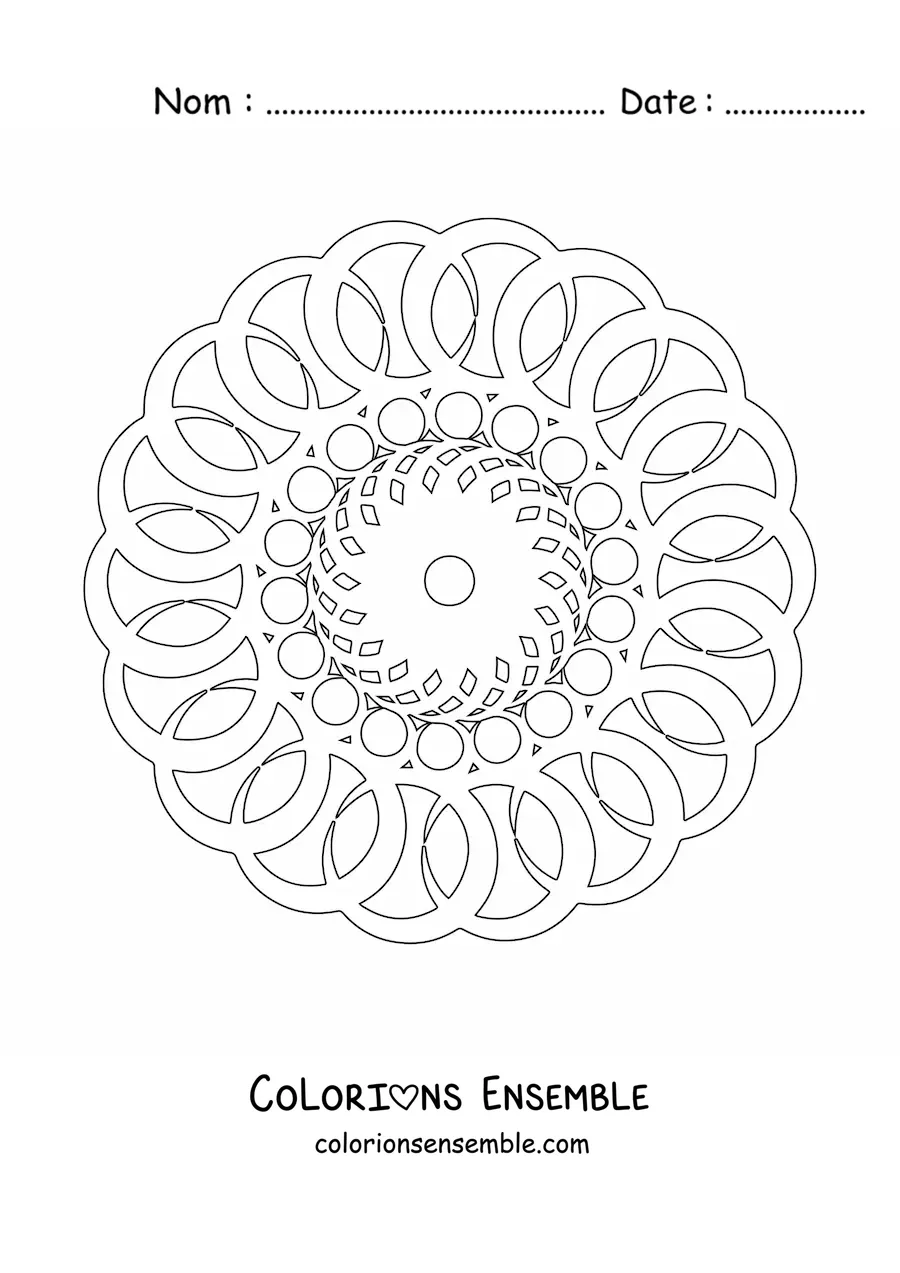 Image à colorier d’un mandala formé de cercles