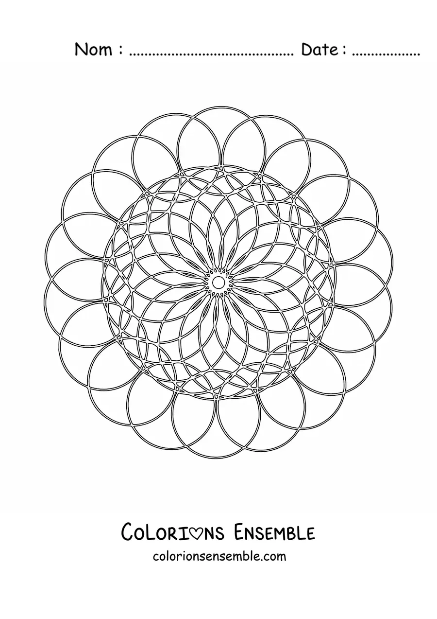 Image à colorier d’un mandala formé de cercles