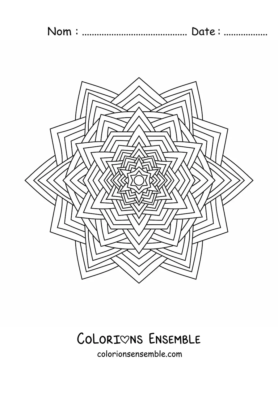 Image à colorier d’un mandala formé de triangles