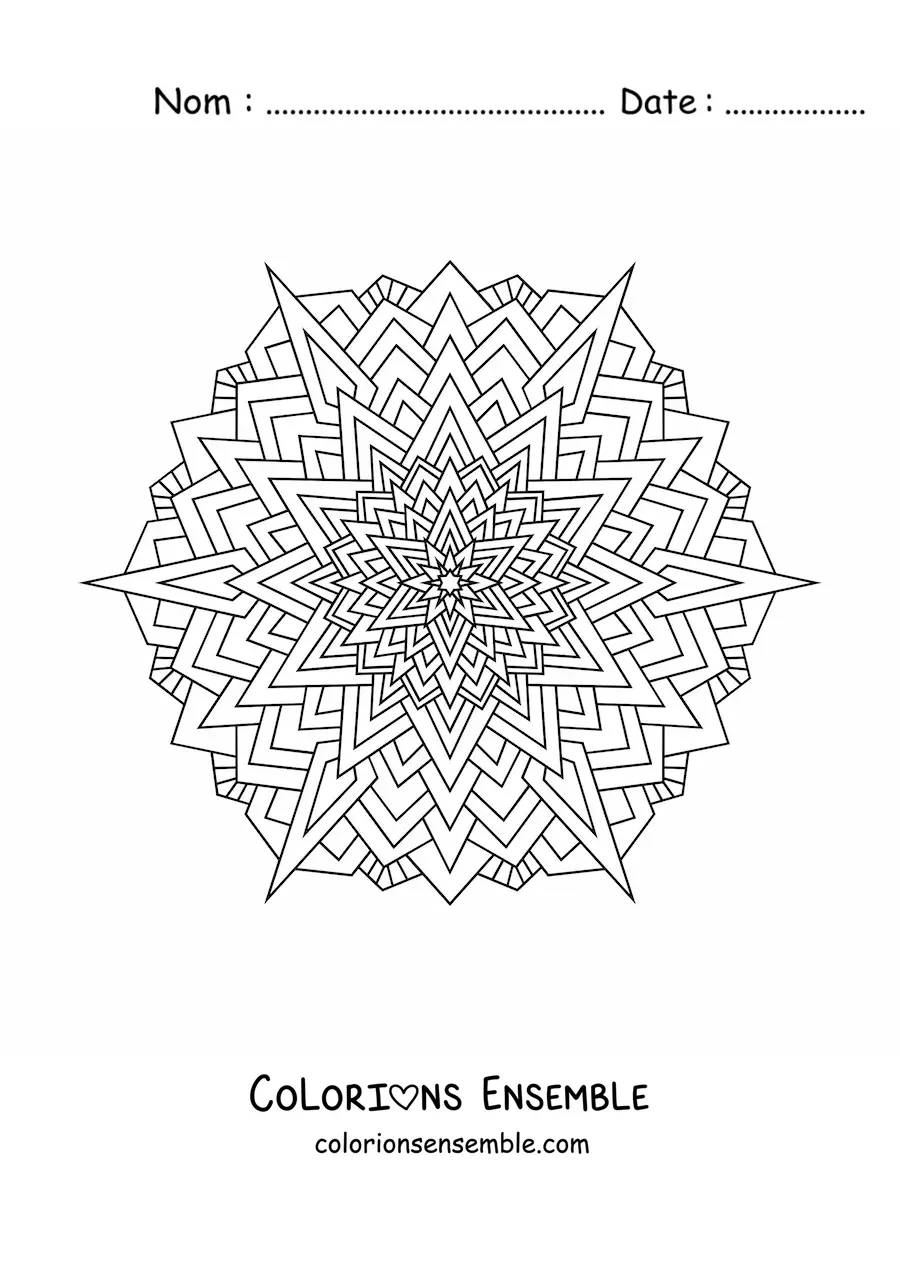 Image à colorier d’un mandala formé de triangles