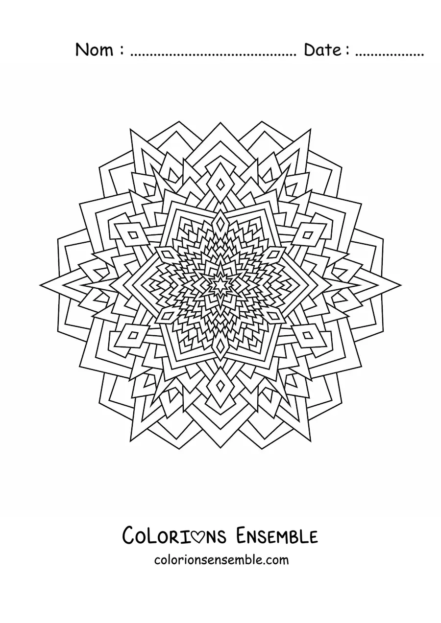 Image à colorier d’un mandala formé de triangles