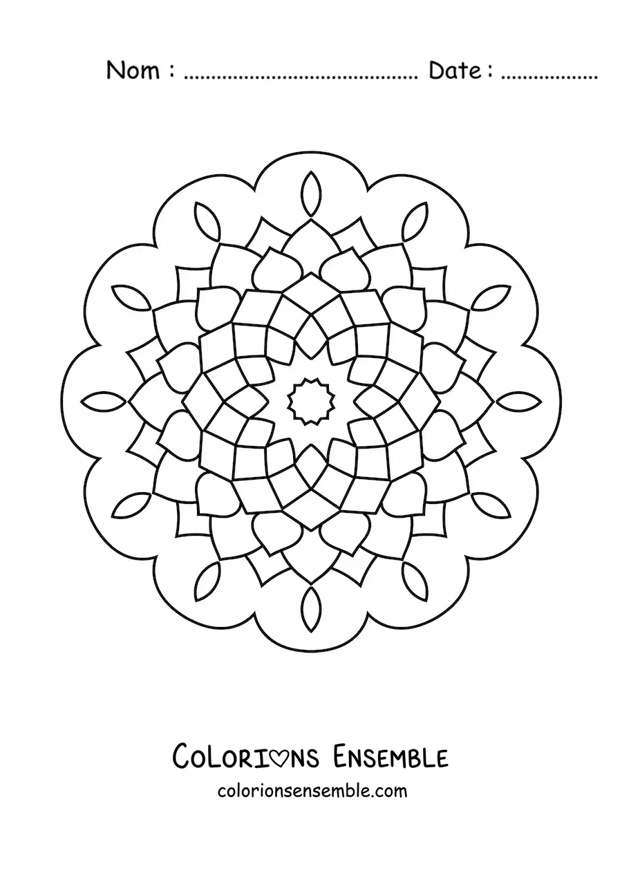 Image à colorier d’un mandala abstrait facile