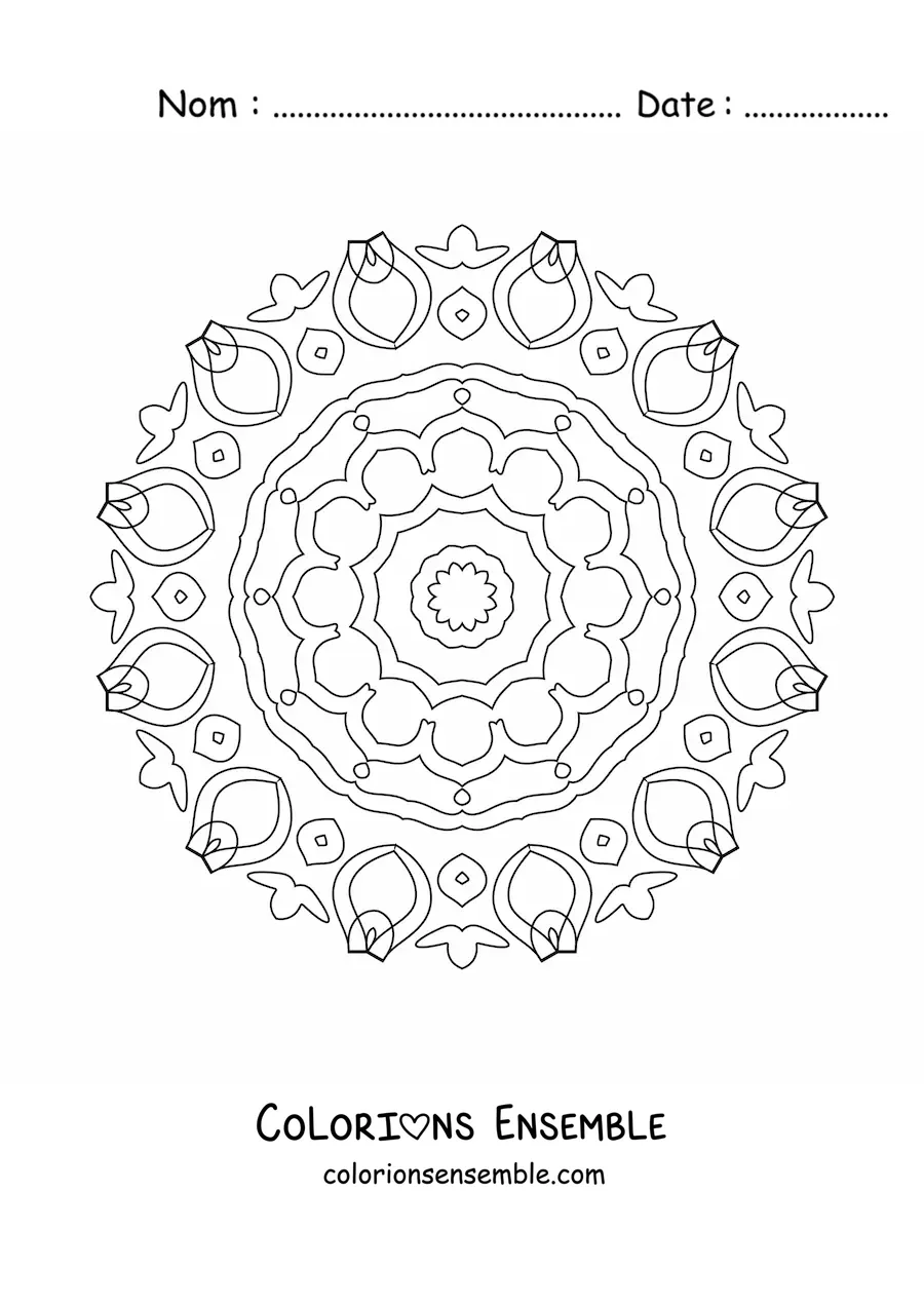 Image à colorier d’un mandala abstrait tout simple