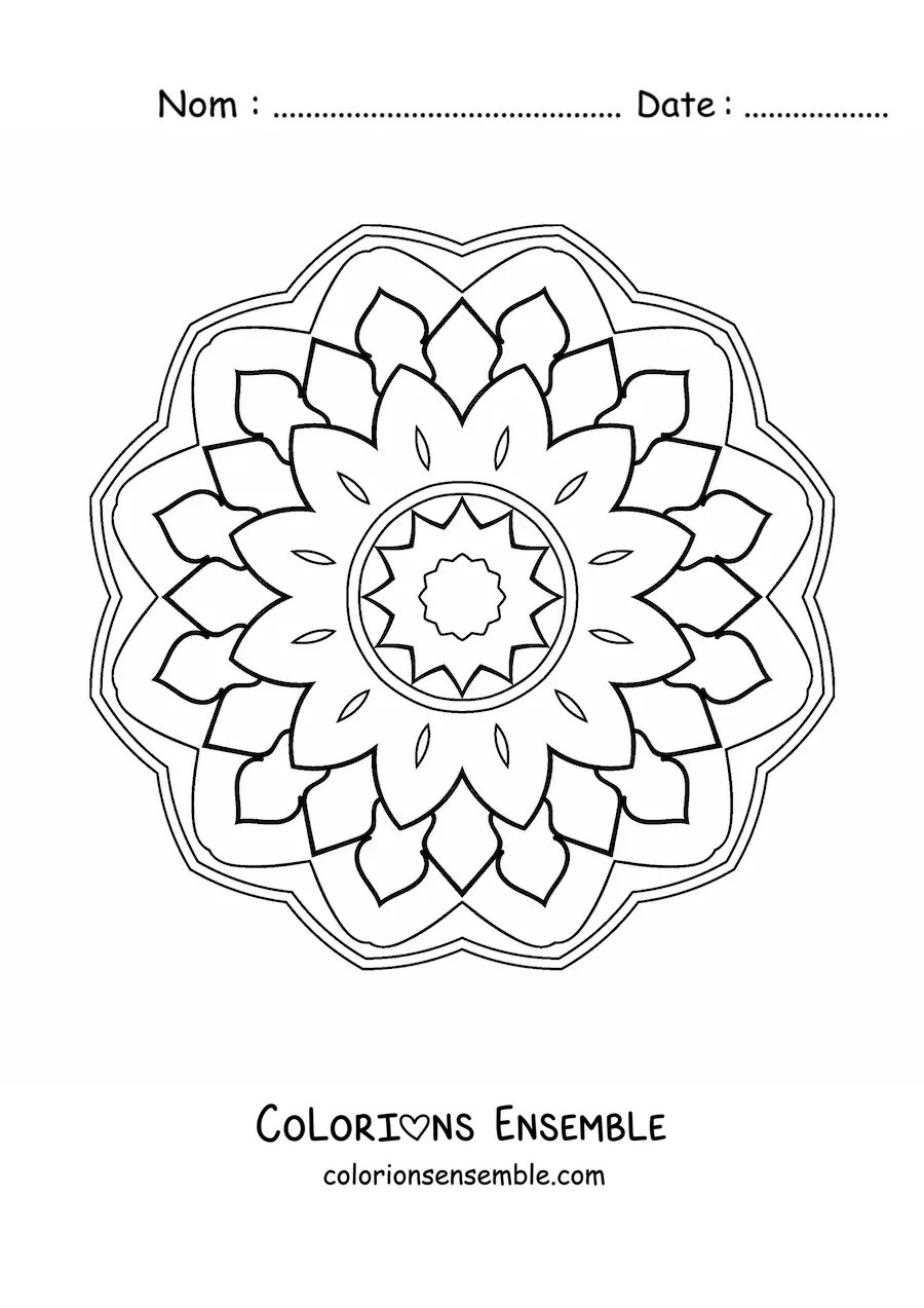 Image à colorier d’un mandala abstrait tout simple