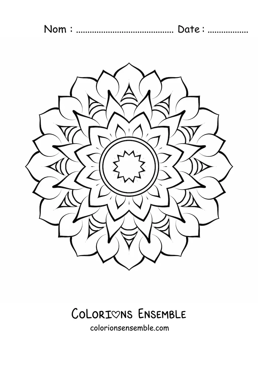 Image à colorier d’un mandala abstrait tout simple