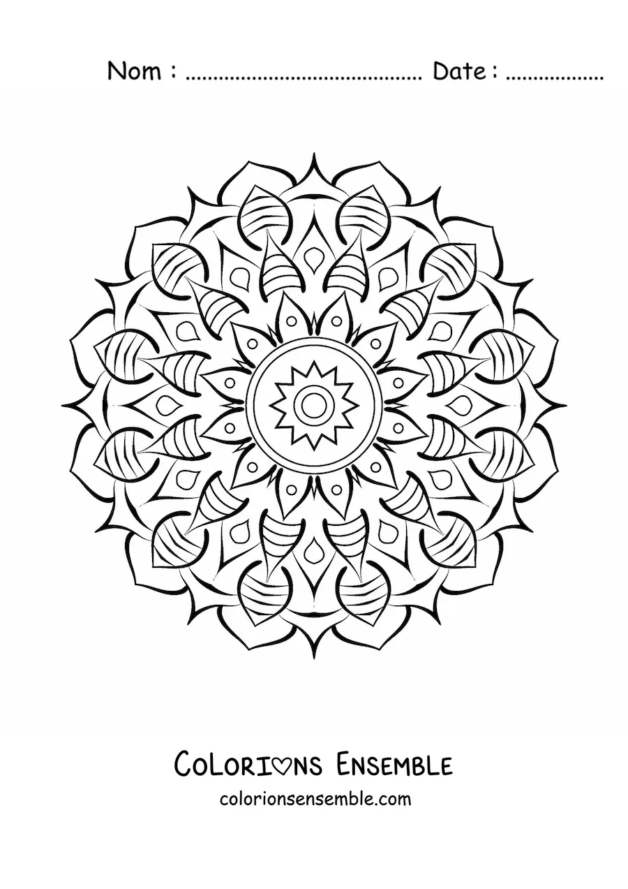 Image à colorier d’un mandala abstrait tout simple