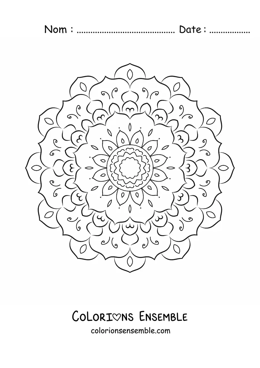 Image à colorier d’un mandala abstrait tout simple