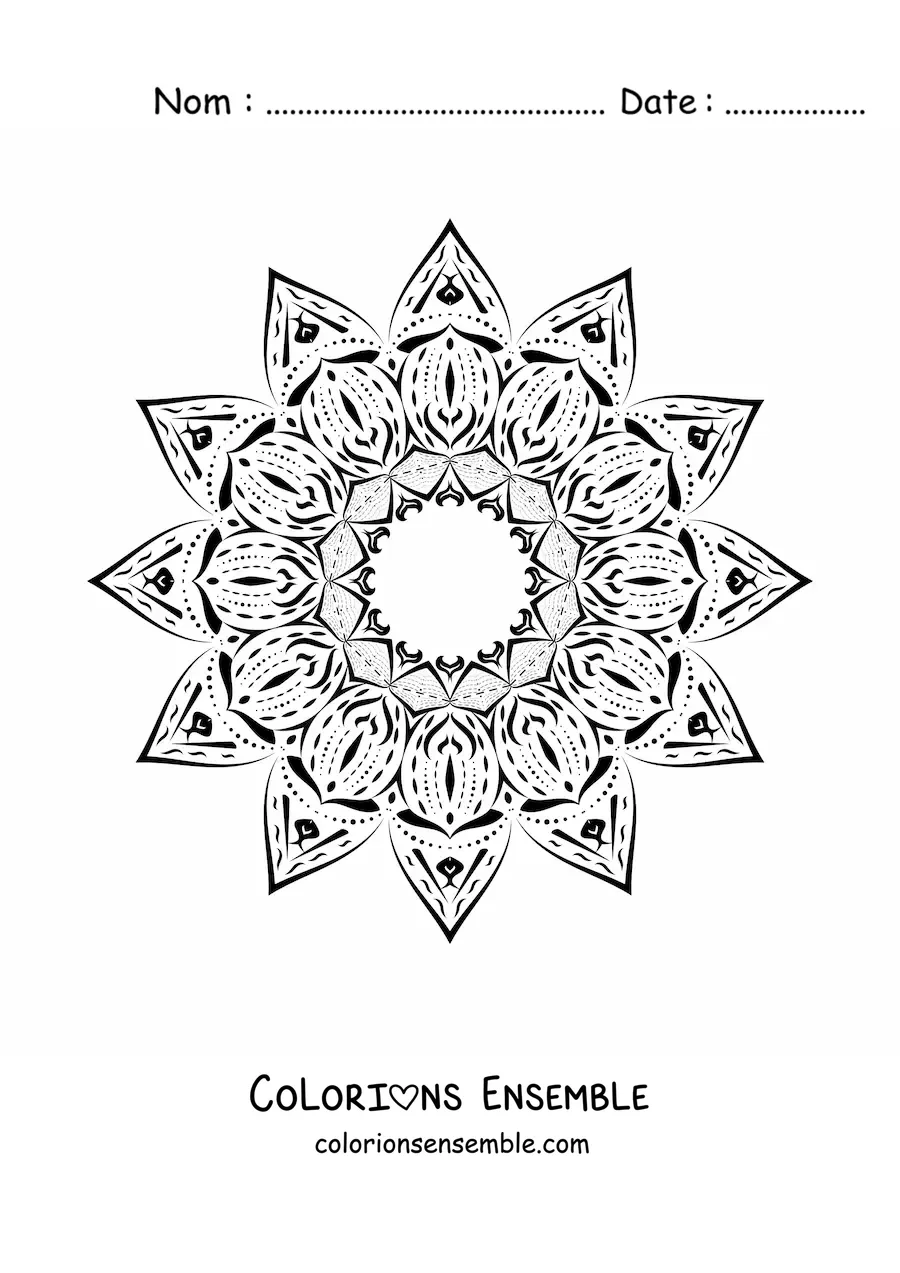 Image à colorier d’un mandala abstrait en forme d’étoile