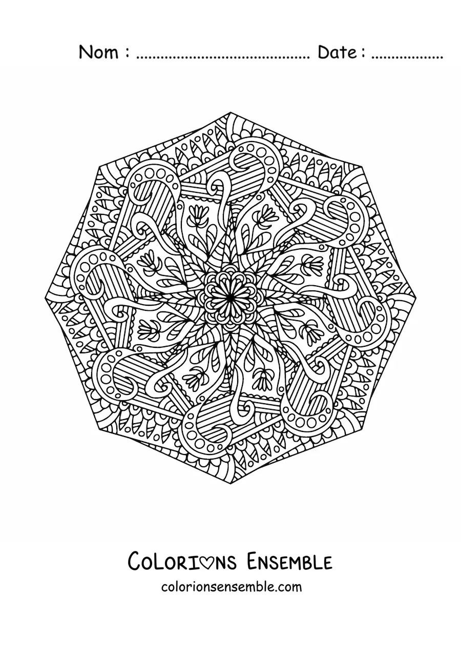 Image à colorier d'un mandala abstrait dans le style Zentangle