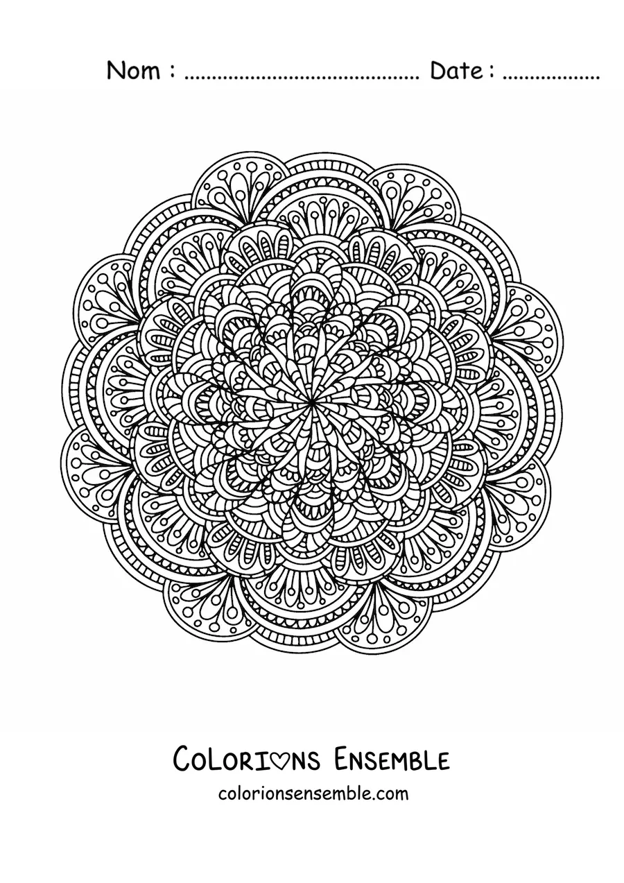 Image à colorier d’un mandala abstrait difficile