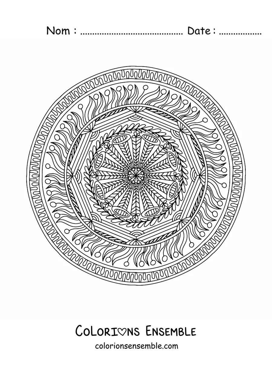 Image à colorier d’un mandala abstrait difficile