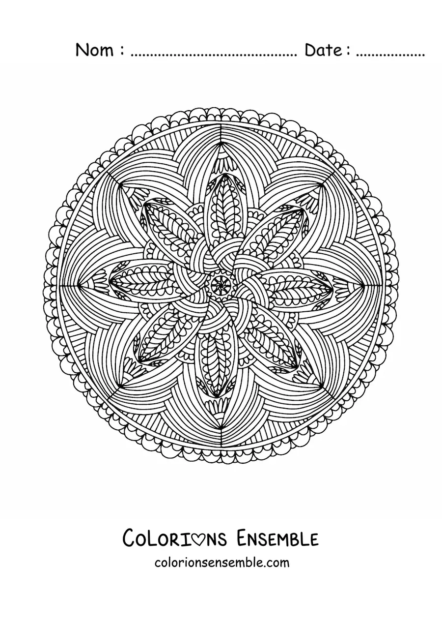 Image à colorier d’un mandala abstrait difficile