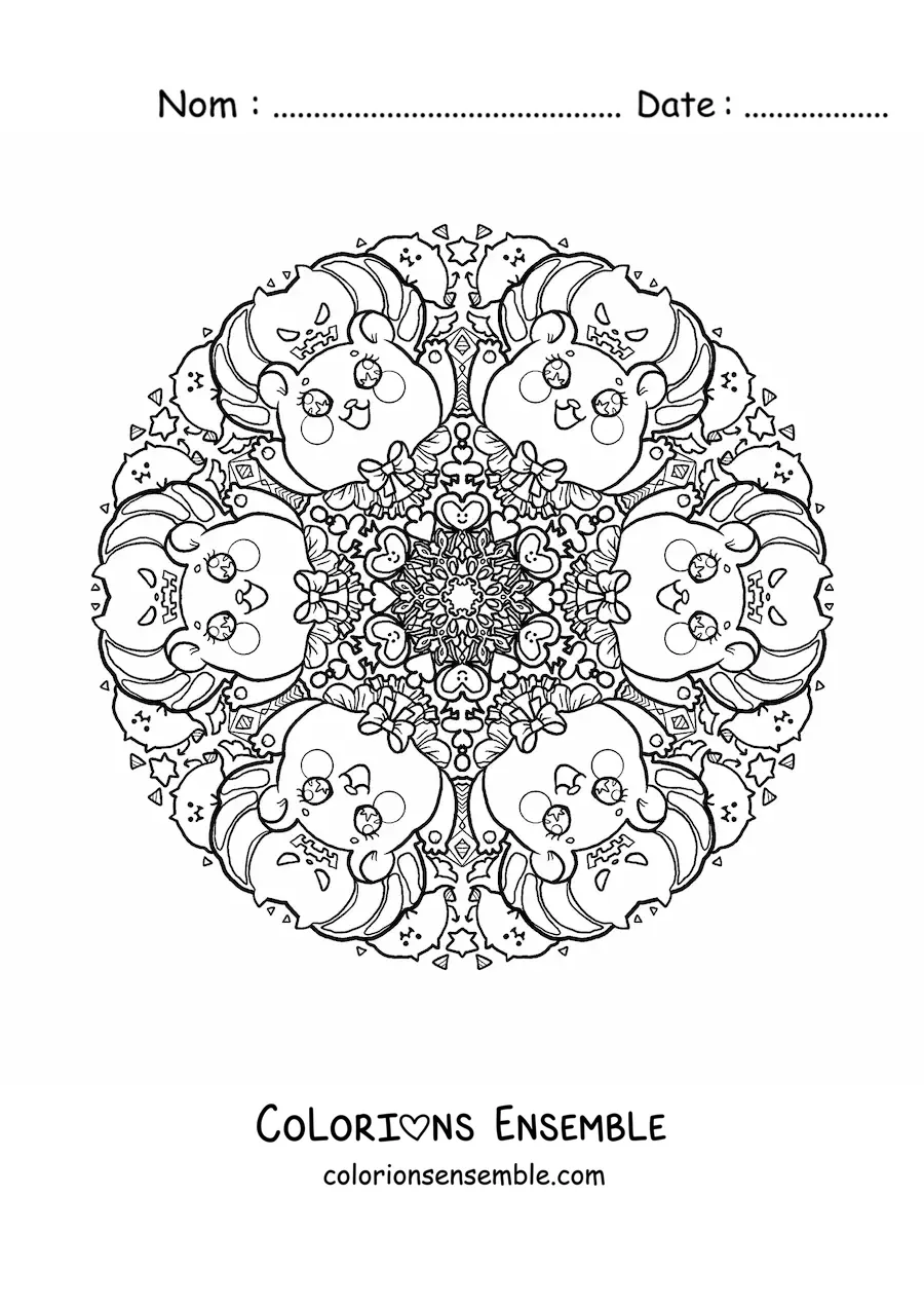 Image à colorier d’un mandala d’Halloween pour les enfants