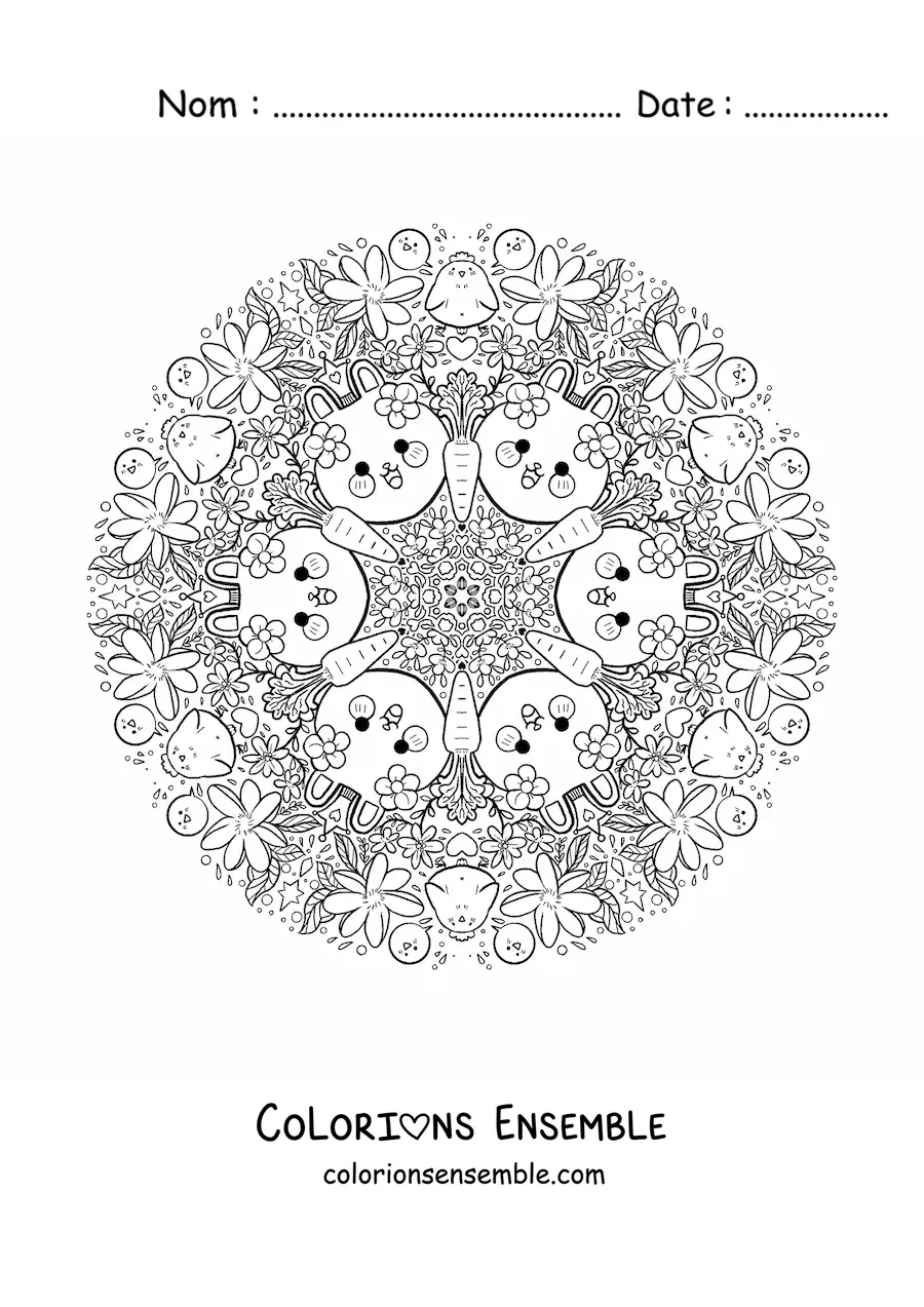 Coloriage d'un mandala de Pâques pour les enfants