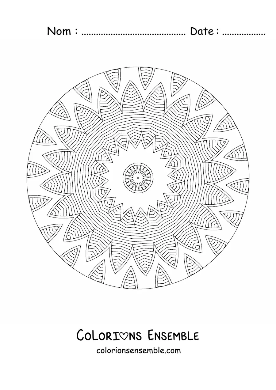 Coloriage d'un mandala relaxant pour adultes