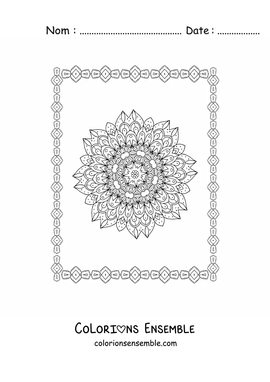Coloriage d'un mandala relaxant pour adultes
