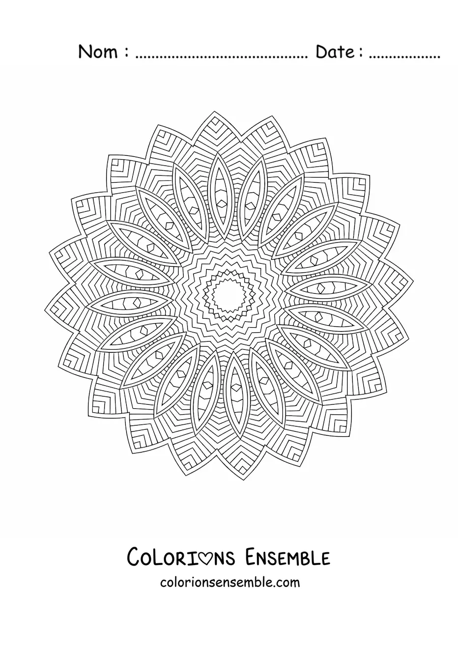 Coloriage d'un mandala difficile pour adultes