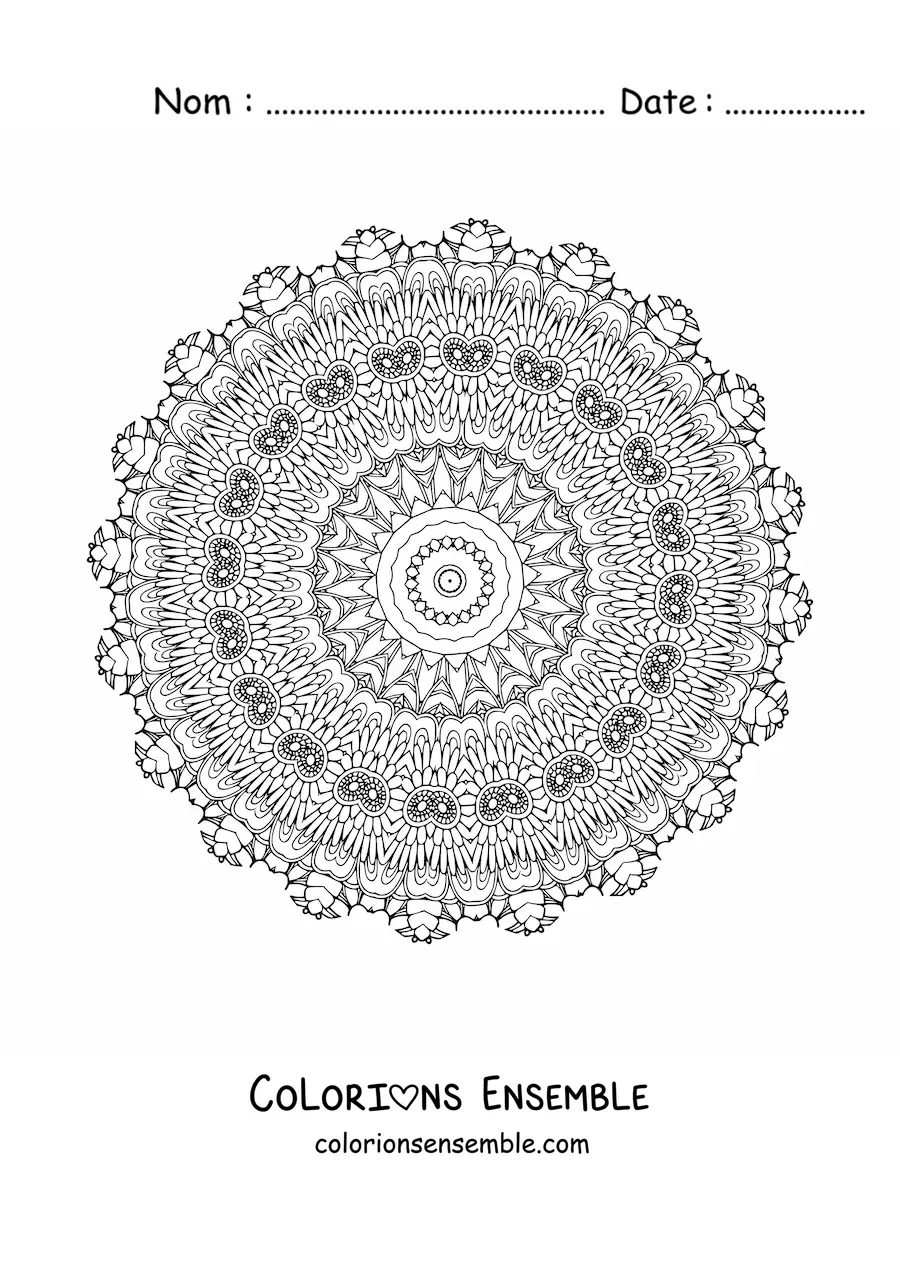 Coloriage d'un mandala difficile pour adultes
