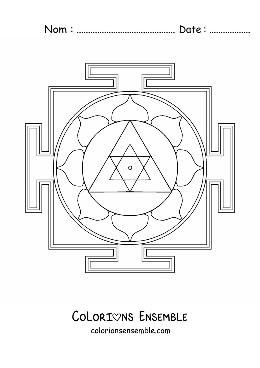 Coloriage d'un mandala de Ganesha Yantra