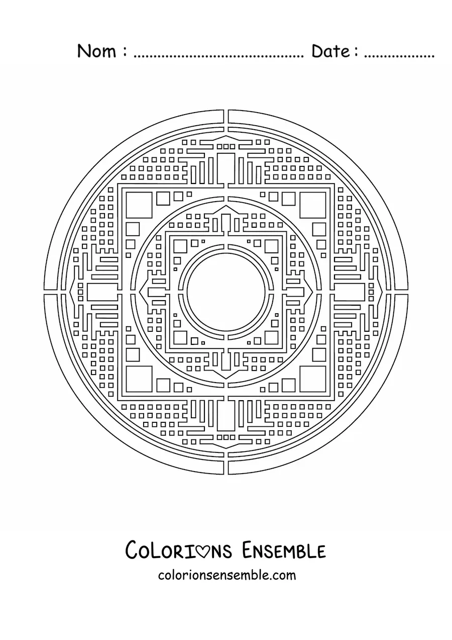 Coloriage d'un mandala tibétain