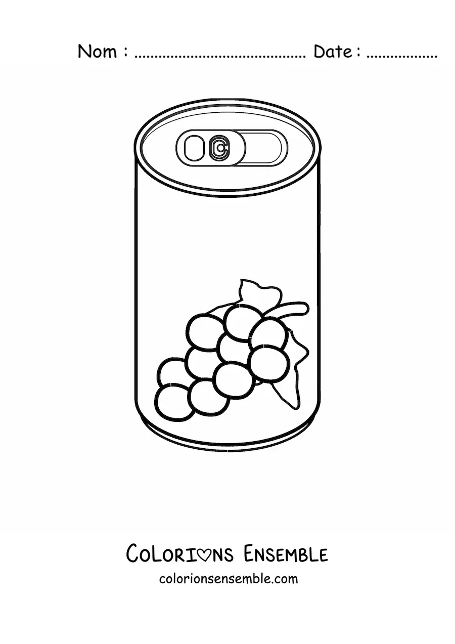 Image à colorier d’une canette de soda au raisin