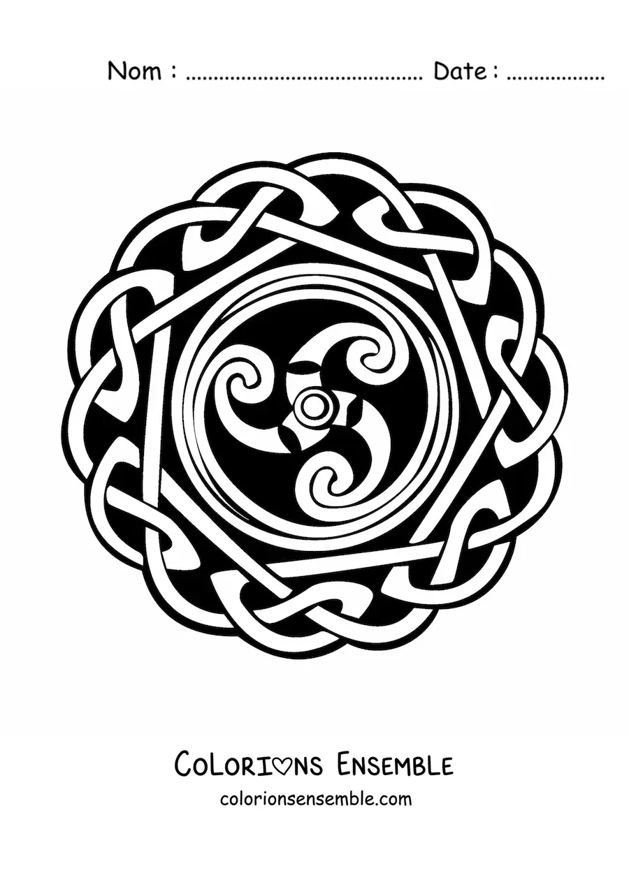 Coloriage d'un mandala celtique avec une spirale