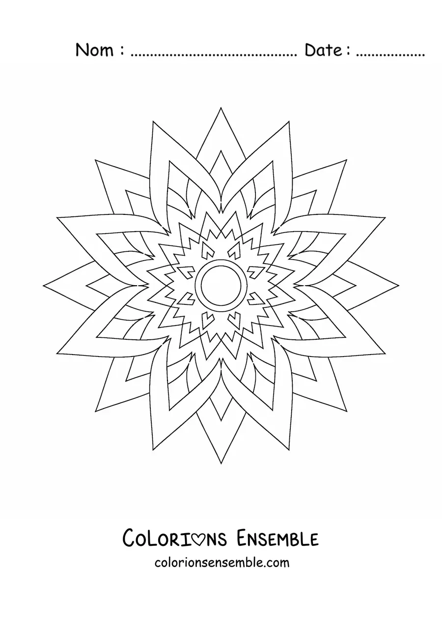 Coloriage d'un mandala étoile facile