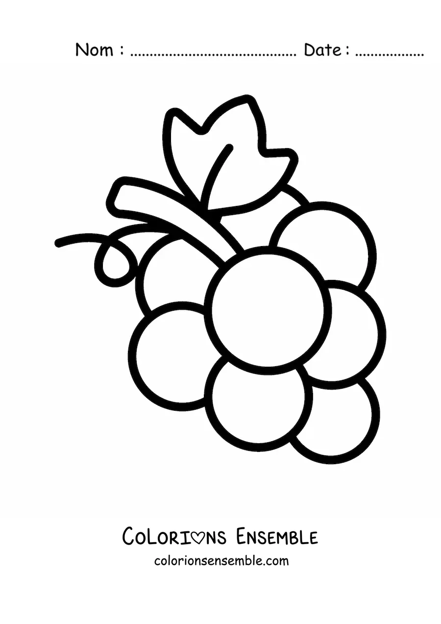 Image à colorier d’une petite grappe de raisins