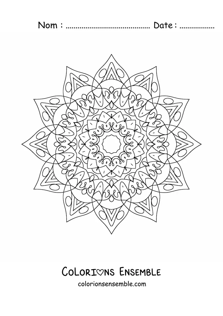 Coloriage d'un mandala étoile difficile
