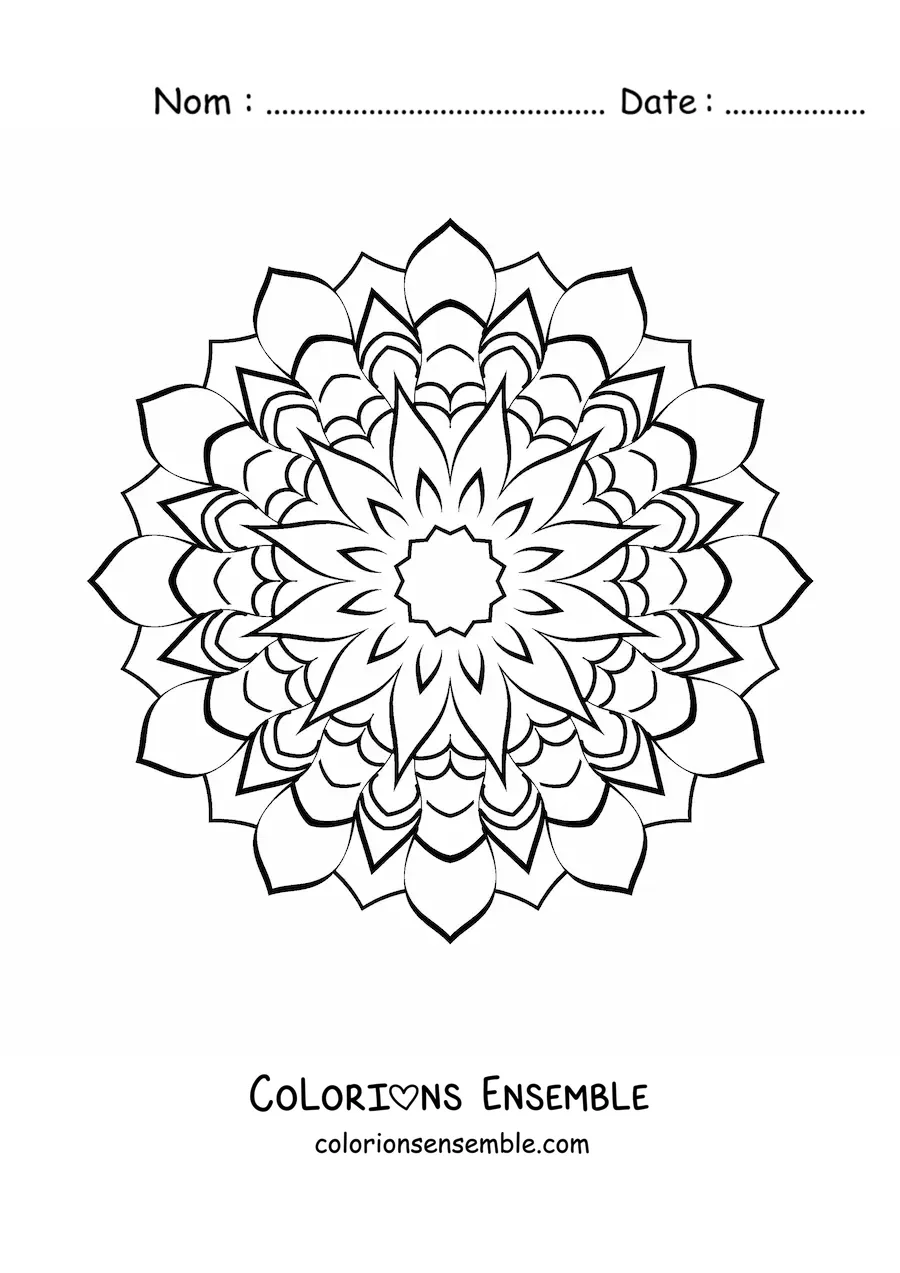 Coloriage d'un mandala étoile difficile