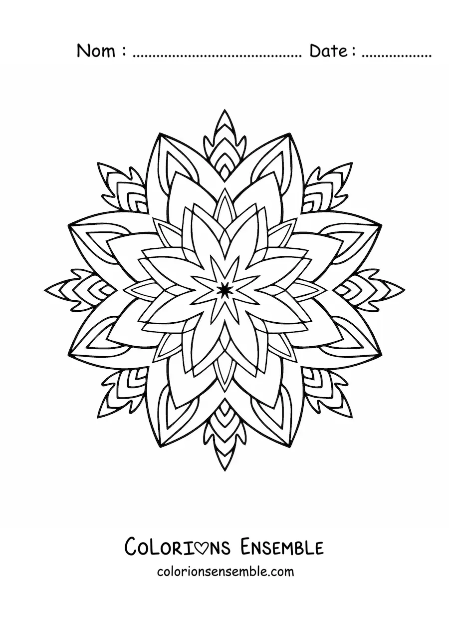 Coloriage d'un mandala étoile difficile