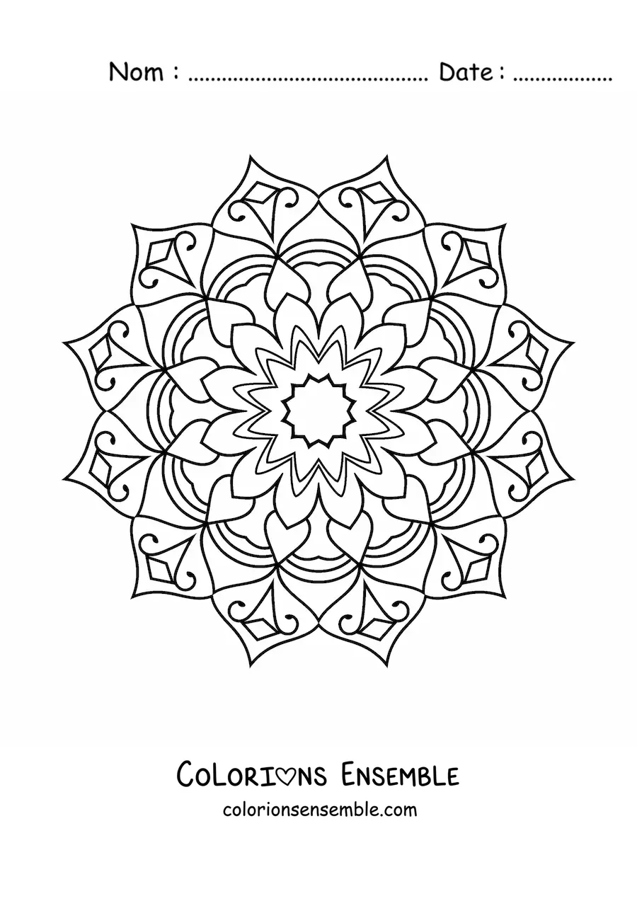 Coloriage d'un mandala étoile difficile