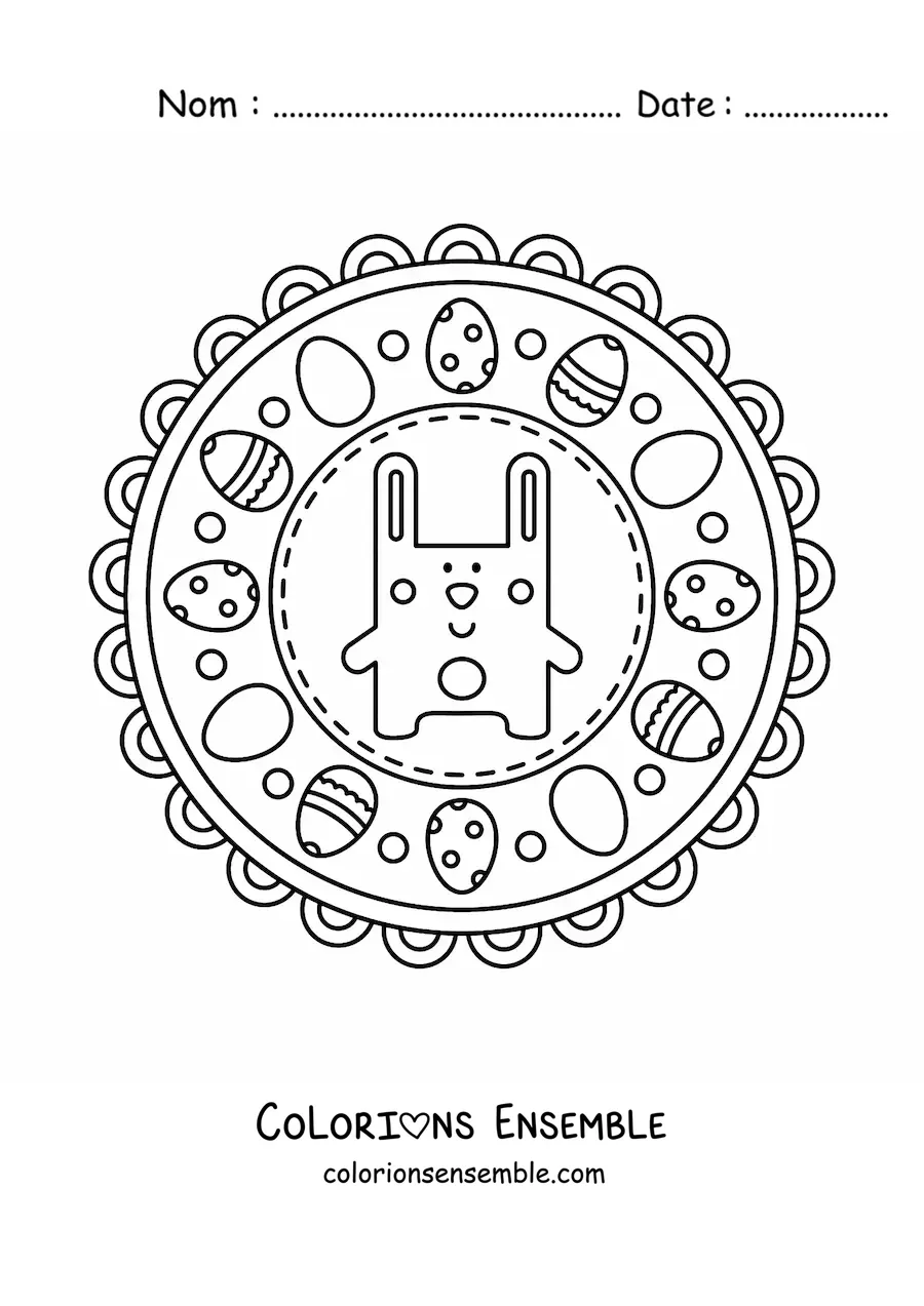 Coloriage d'un mandala de lapin de Pâques pour les enfants