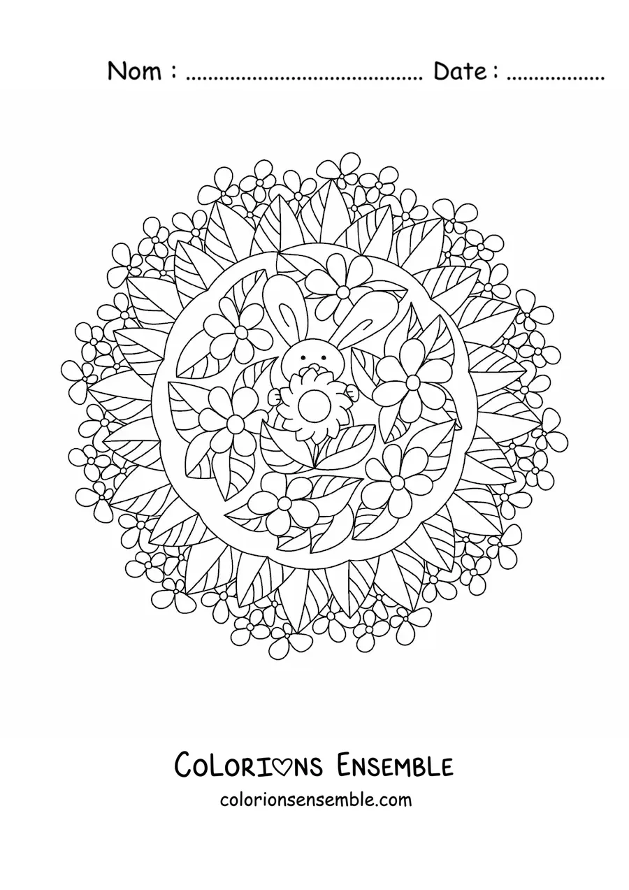 Coloriage d'un mandala de lapin de Pâques pour les enfants