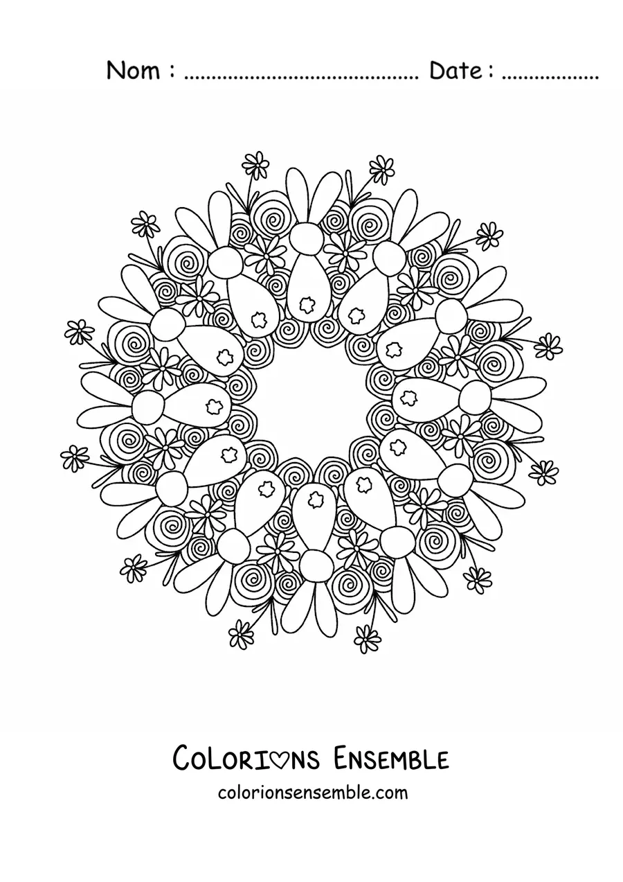 Coloriage d'un mandala de lapin de Pâques