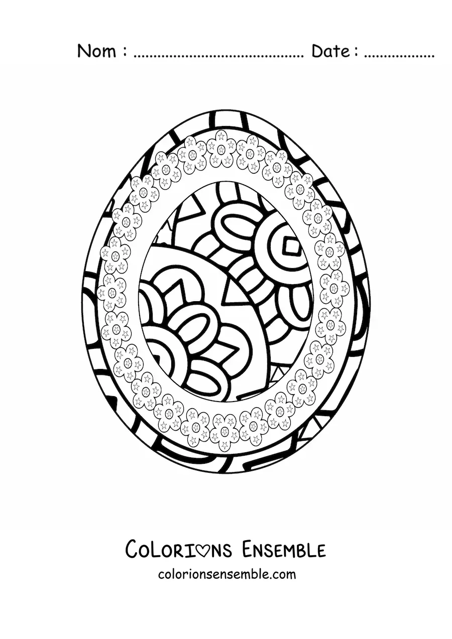 Coloriage d'un mandala d'œuf de Pâques pour les enfants