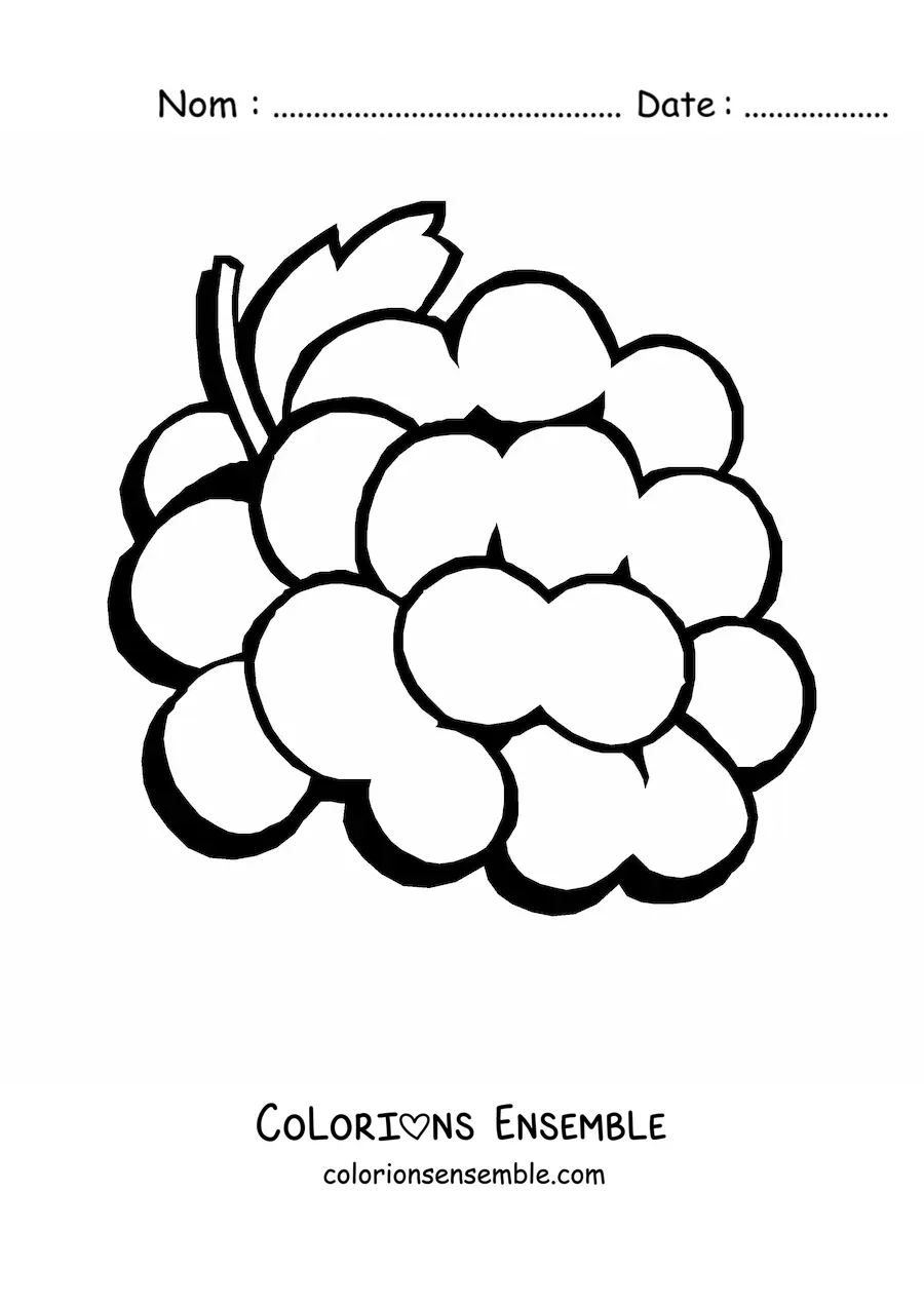 Image à colorier d’une grappe de raisins