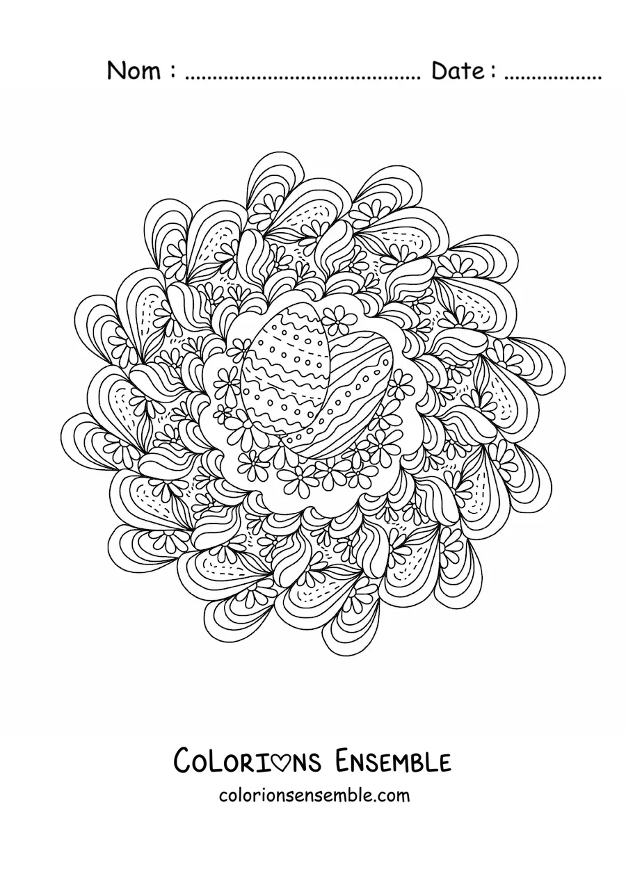 Coloriage d’un mandala d’œufs de Pâques