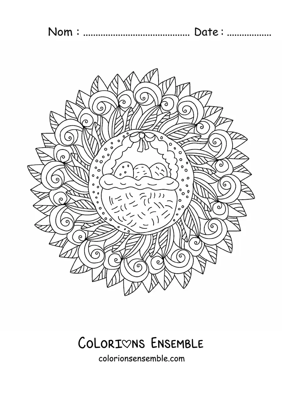 Coloriage d’un mandala d’œufs de Pâques