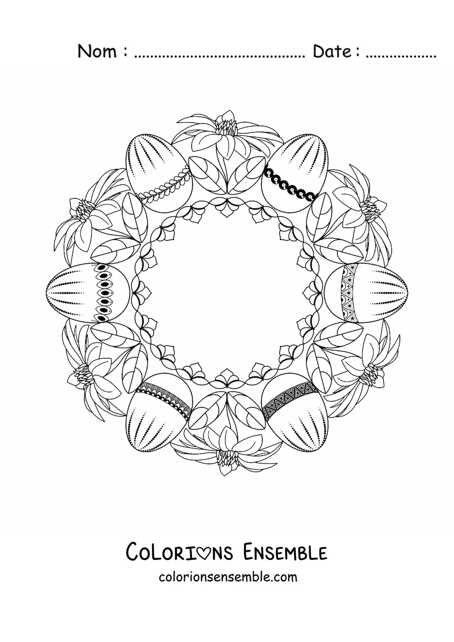 Coloriage d’un mandala d’œufs de Pâques