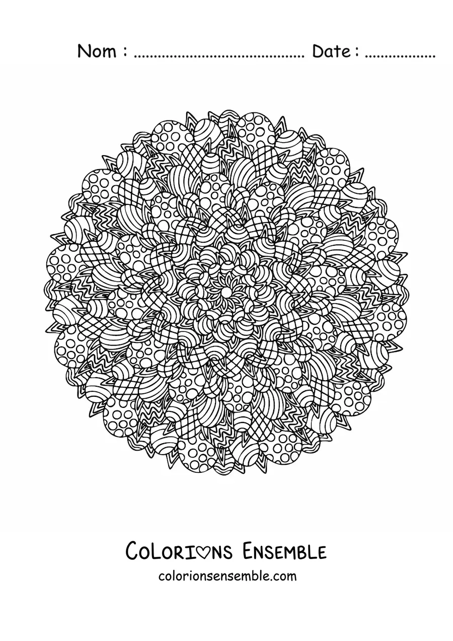 Coloriage d’un mandala d’œufs de Pâques difficile