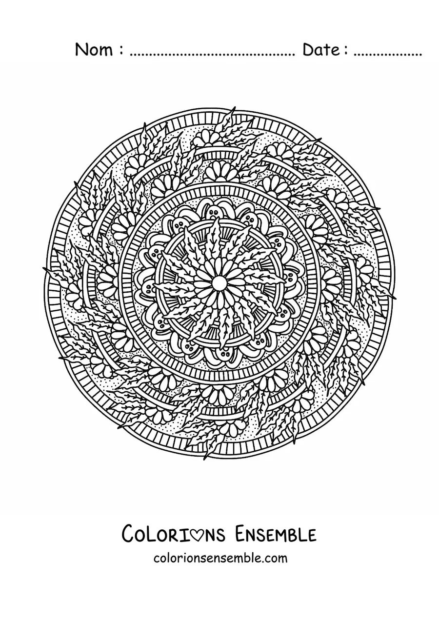 Image à colorier d'un mandala de lapin de Pâques dans le style Zentangle
